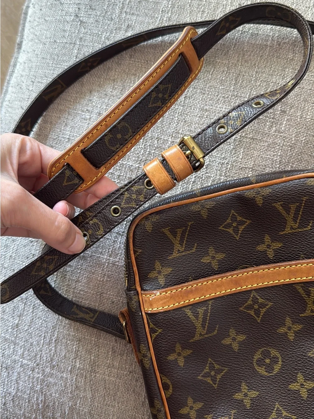 Louis Vuitton vintage Monogram Canvas Messenger Crossbody in Brown and Tan